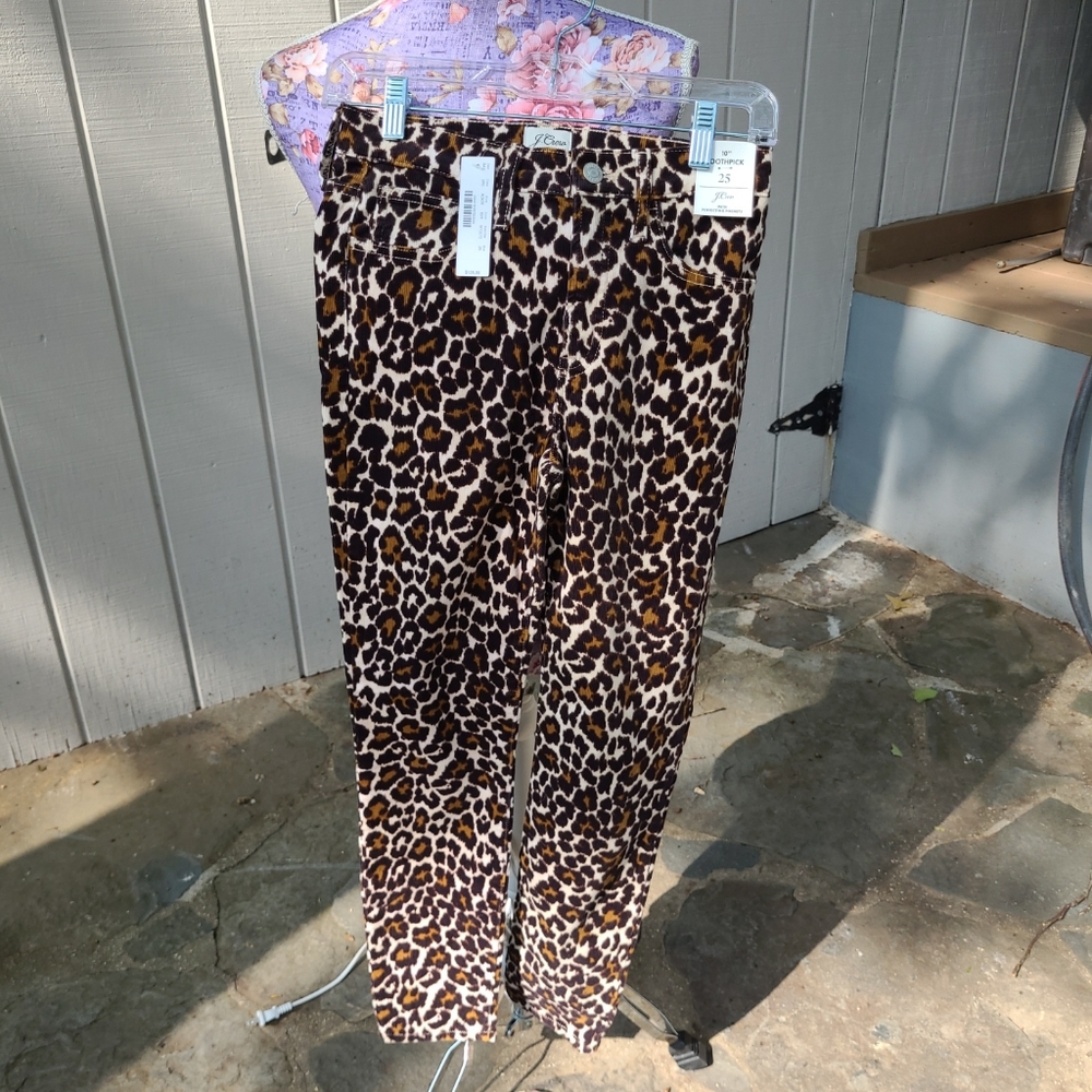 J.crew leopard corduroy pants 25 NWT